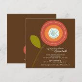 Invitation à la douche nuptiale à fleurs orangées (Devant / Derrière)