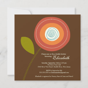 Invitation à la douche nuptiale à fleurs orangées