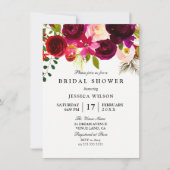Invitation à la douche nuptiale à fleurs roses de  (Devant)