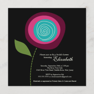 Invitation à la douche nuptiale à fleurs roses mod