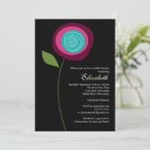 Invitation à la douche nuptiale à fleurs roses mod (Debout devant)