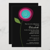 Invitation à la douche nuptiale à fleurs roses mod (Devant / Derrière)