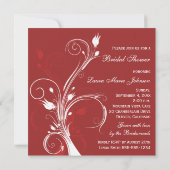 Invitation à la douche nuptiale à fleurs rouge et (Dos)