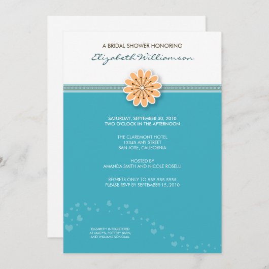 Invitation à la douche nuptiale à fleurs simple (a (Devant / Derrière)