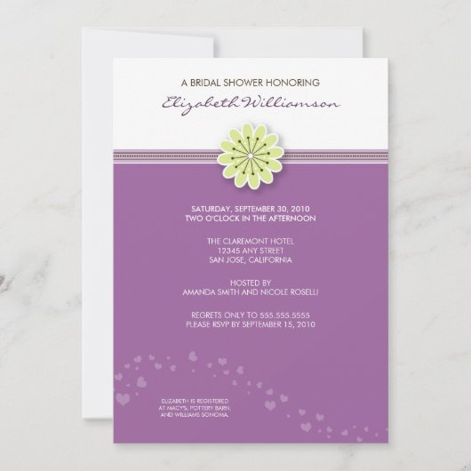 Invitation à la douche nuptiale à fleurs simple (l (Devant)