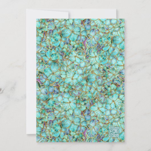 Invitation à la douche nuptiale à fleurs turquoise (Dos)