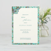Invitation à la douche nuptiale à fleurs turquoise (Debout devant)