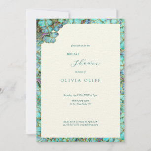 Invitation à la douche nuptiale à fleurs turquoise