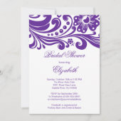 Invitation à la douche nuptiale à fleurs violettes (Devant)