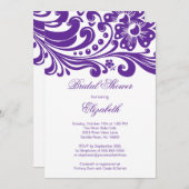 Invitation à la douche nuptiale à fleurs violettes (Devant / Derrière)