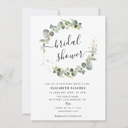 invitation à la douche nuptiale à germe d'eucalypt (Devant)