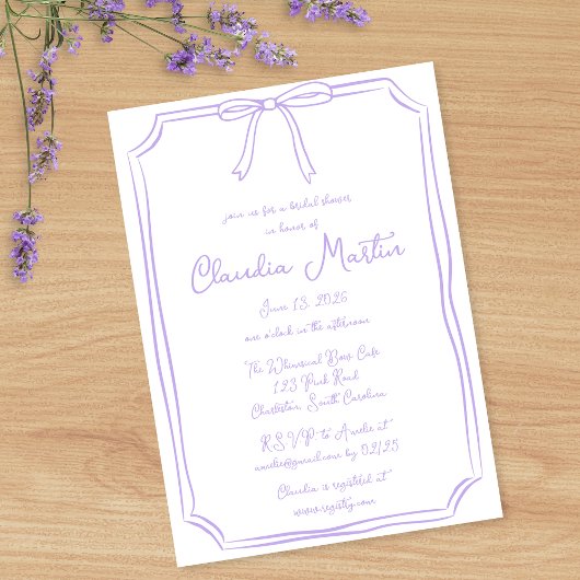 Invitation à la douche nuptiale à la main de Whims