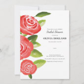 Invitation à la douche nuptiale à la rose rouge (Devant)