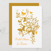 Invitation à la douche nuptiale à papillon d'or (Devant / Derrière)