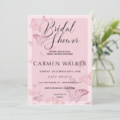 Invitation à la douche nuptiale à papillon rose (Debout devant)