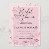 Invitation à la douche nuptiale à papillon rose (Devant / Derrière)