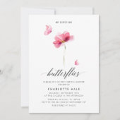 Invitation à la douche nuptiale à papillon rose (Devant)