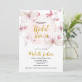 Invitation à la douche nuptiale à papillon rose (Debout devant)