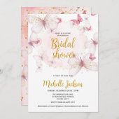 Invitation à la douche nuptiale à papillon rose (Devant / Derrière)