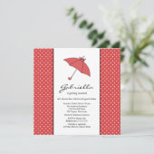 Invitation à la douche nuptiale à parapluie rouge (Debout devant)