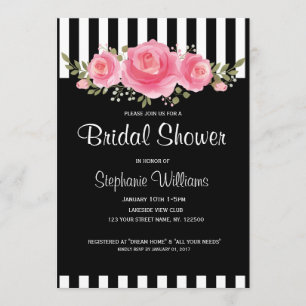 Invitation à la douche nuptiale à rayures florales