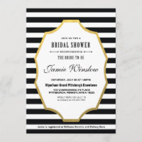 Invitation à la douche nuptiale à rayures noir et