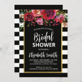 Invitation à la douche nuptiale à rayures noires (Devant / Derrière)