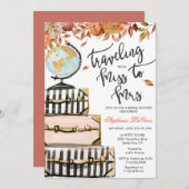 Invitation à la douche nuptiale à thème Voyage (Devant / Derrière)