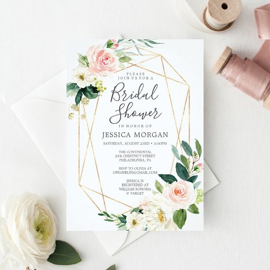 Invitation à la douche nuptiale Airy Blush