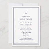 Invitation à la douche nuptiale Ancre nautique (Devant)
