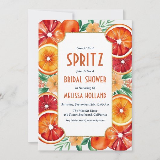 invitation à la douche nuptiale aperol spritz (Devant)