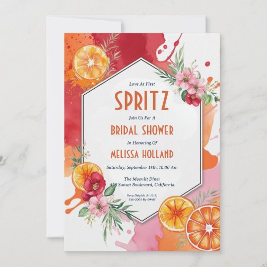invitation à la douche nuptiale aperol spritz (Devant)