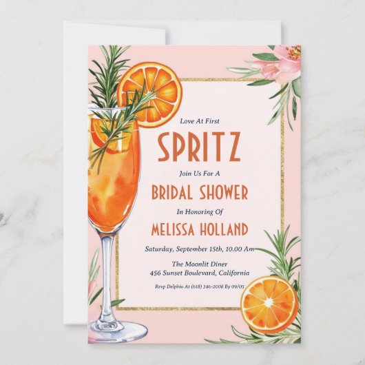 invitation à la douche nuptiale aperol spritz (Devant)