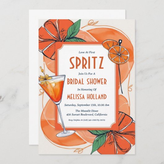 invitation à la douche nuptiale aperol spritz (Devant / Derrière)