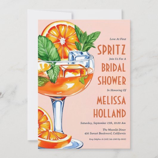 invitation à la douche nuptiale aperol spritz (Devant)