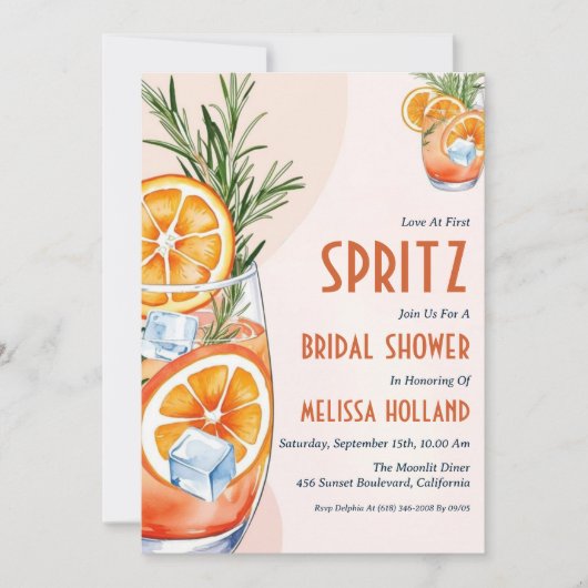 invitation à la douche nuptiale aperol spritz (Devant)