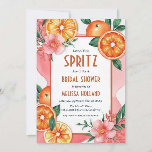 invitation à la douche nuptiale aperol spritz (Devant)