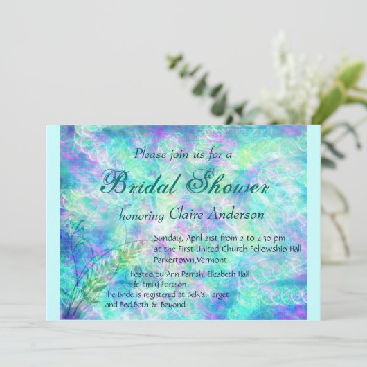 Invitation à la douche nuptiale Aqua Spring (Debout devant)