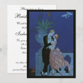 Invitation à la douche nuptiale Art Déco vintage (Devant / Derrière)