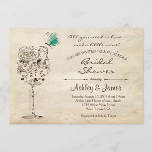 Invitation à la douche nuptiale au vin et au froma
