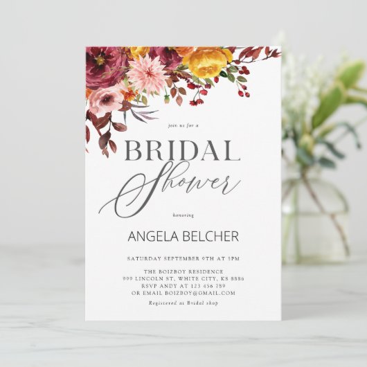 Invitation à la douche nuptiale automne (Debout devant)