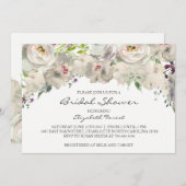 Invitation à la douche nuptiale aux fleurs de crèm (Devant / Derrière)