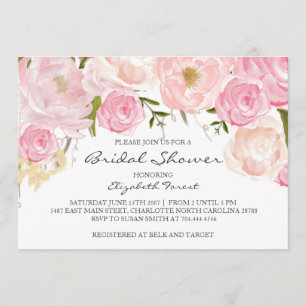 invitation à la douche nuptiale aux fleurs roses