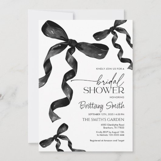 Invitation à la douche nuptiale avec arcs noirs (Devant)