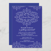 Invitation à la douche nuptiale avec cadre bleu cl (Devant / Derrière)