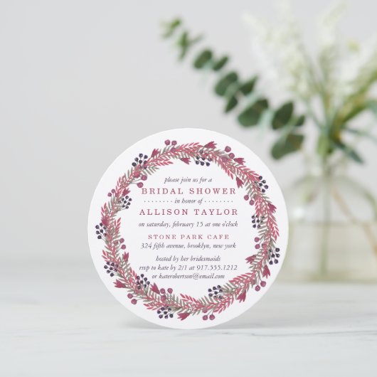 Invitation à la douche nuptiale Berry d'hiver (Debout devant)