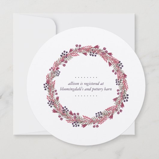 Invitation à la douche nuptiale Berry d'hiver (Dos)
