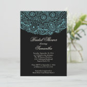 Invitation à la douche nuptiale Black Blue Lace (Debout devant)