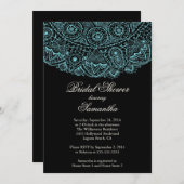 Invitation à la douche nuptiale Black Blue Lace (Devant / Derrière)