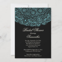 Invitation à la douche nuptiale Black Blue Lace